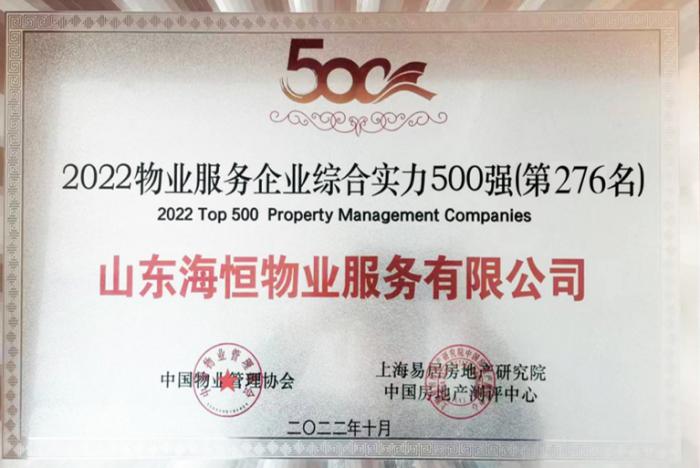 2022年全國物業(yè)服務(wù)企業(yè)綜合實(shí)力500強(qiáng)（276名））